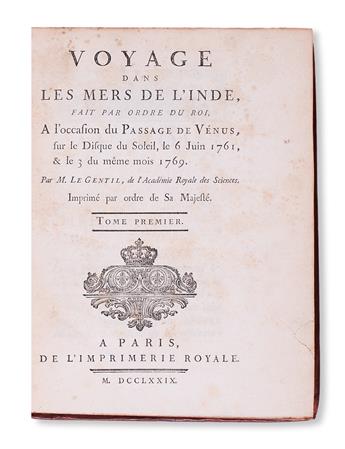 TRAVEL  LE GENTIL DE LA GALAISIÈRE, G.-J.-H.-J.-B. Voyage dans les Mers de l’Inde.  2 vols.  1779-81